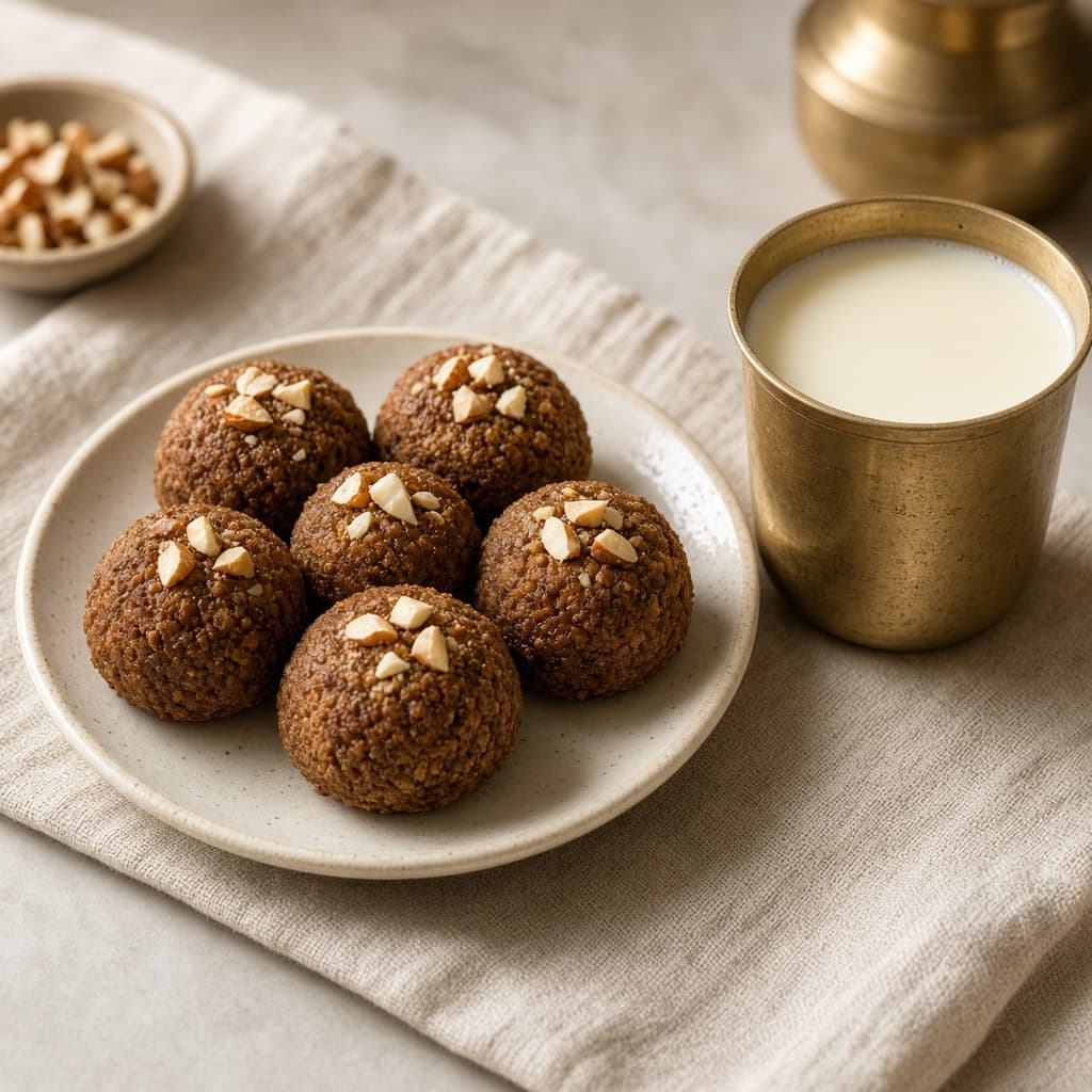 Pinni served with warm milk